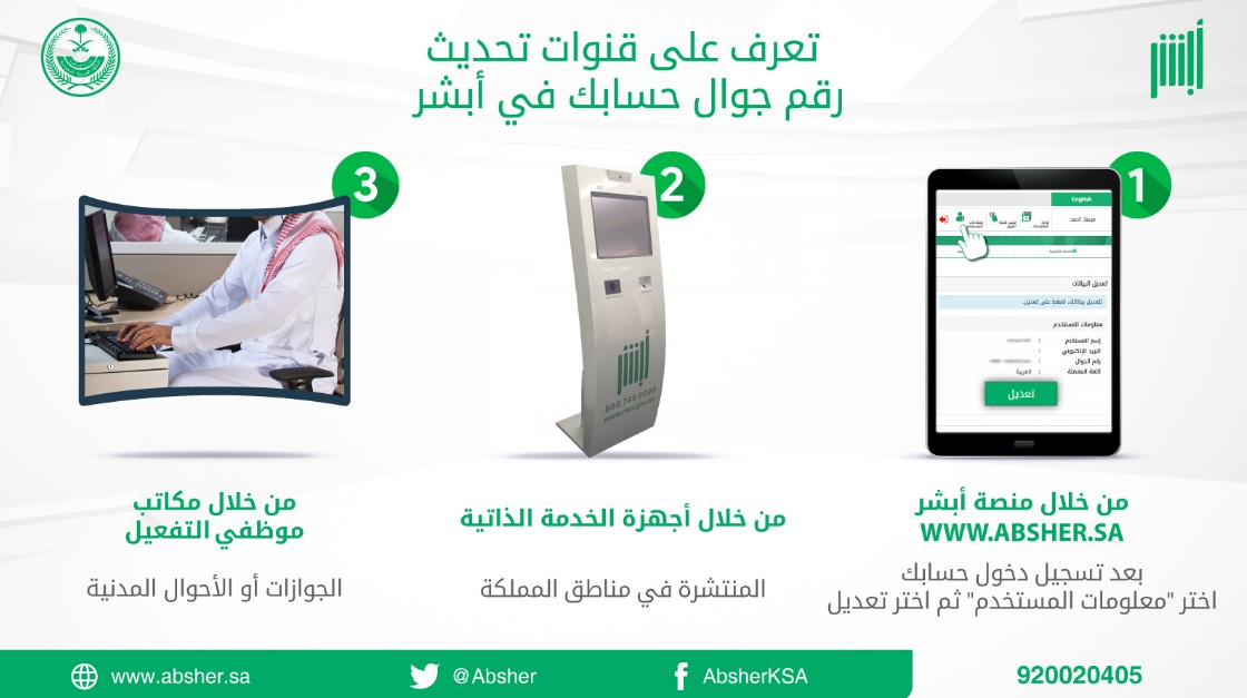 تغيير رقم الجوال في أبشر مع أو بدون الرقم القديم ومن خارج المملكة